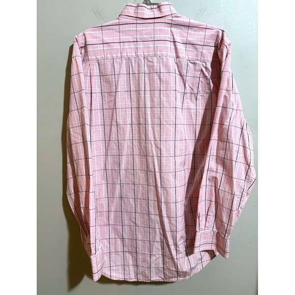 Hickey Freeman Mens Pink Plaid Dress Shirt Size Large Woven in Italy - Picture 5 of 6